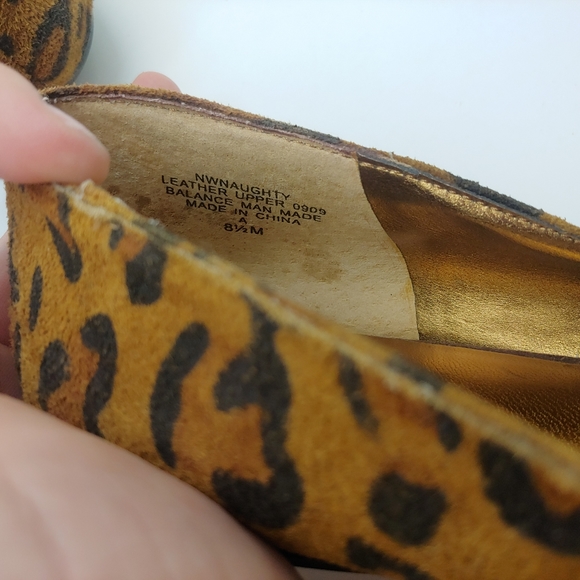 Nine West | "Naughty" Cheetah Animal Print Leather Pointed Toe Slip On Flats 6.5 - Picture 8 of 9